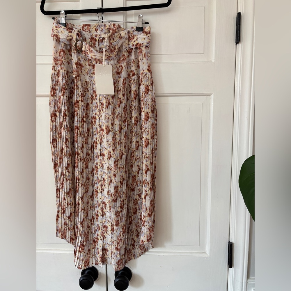 NEW ULLA JOHNSON‎ Charline Floral Pleated Midi Skirt Belted NWT Size 2 100% Silk - Picture 11 of 16